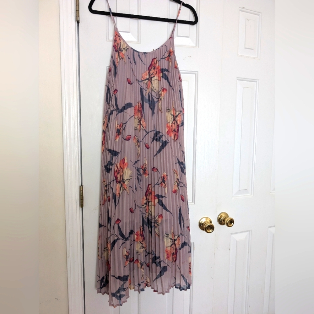 Strapless Pleated Midi Dress